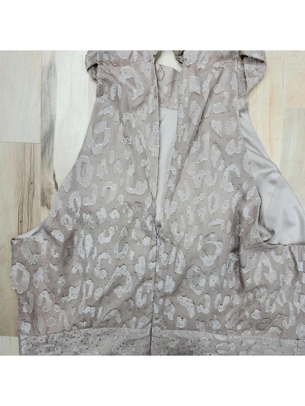LAUNDRY Womens Beige Zippered Tie Back Animal Print Halter Midi Dress Size 14 - Picture 6 of 9
